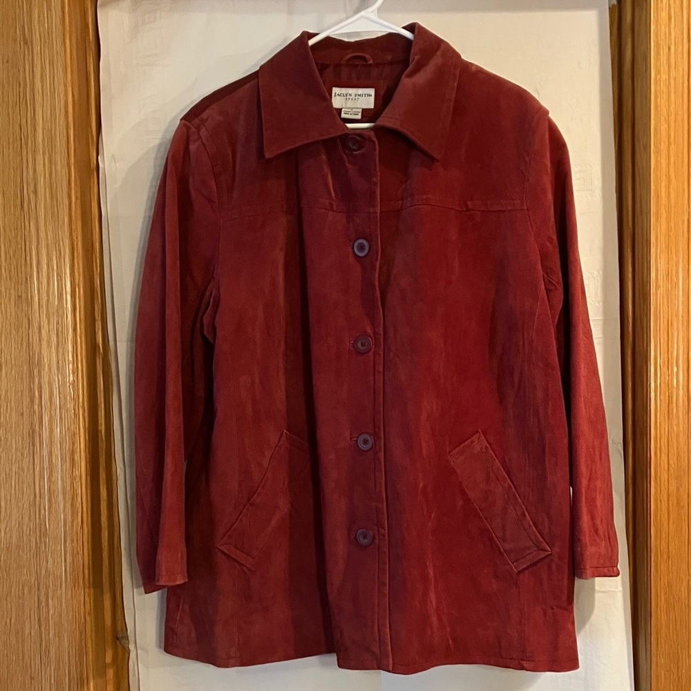 Jaclyn Smith Womens Sz X (stands for XL) Burgundy Red Genuine Leather Jacket